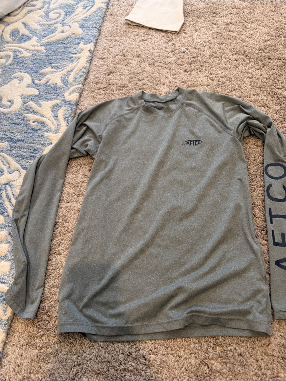 AFTCO Olive-Grey Long Sleeve Performance Tee